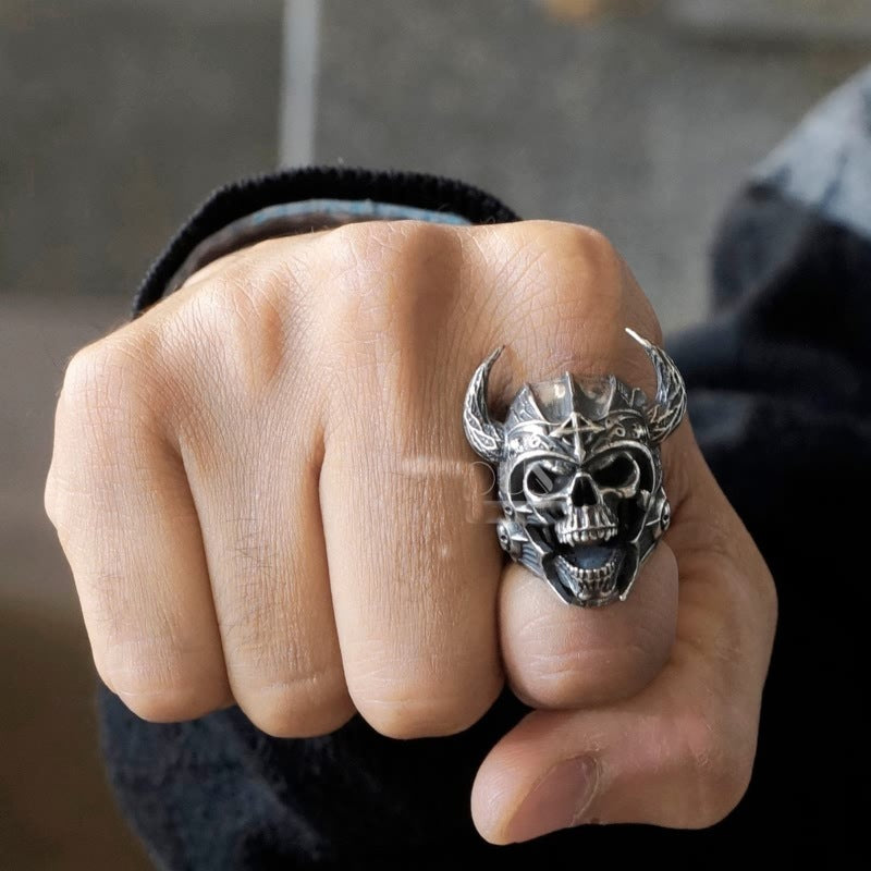 Horn Bull Head Skull Ring