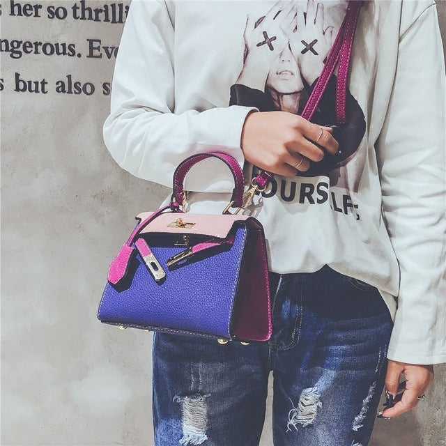 Lychee Print Color Contrast Kelly Bag Small Bag