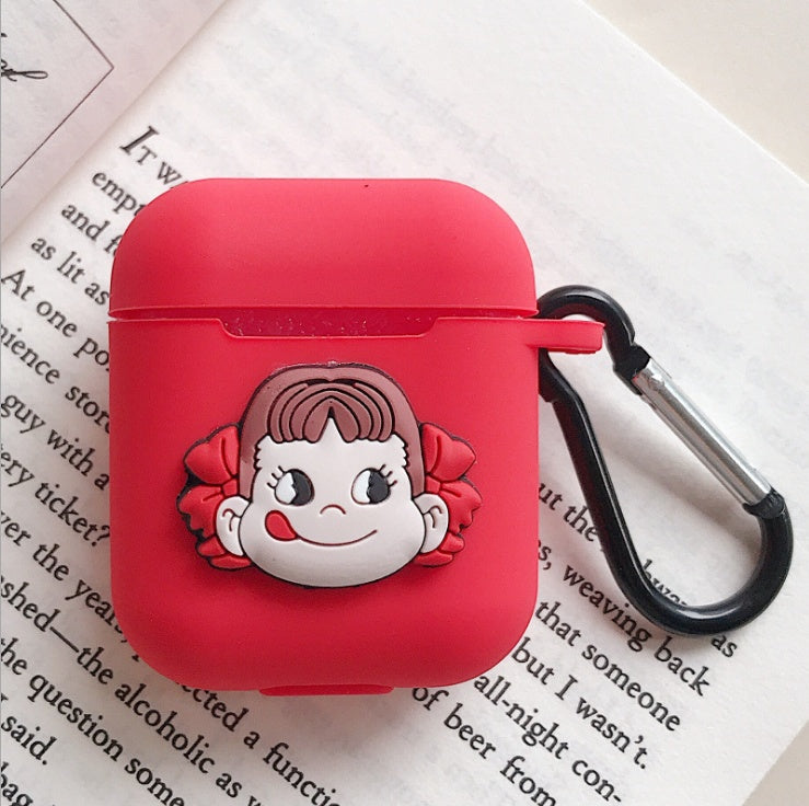 Compatible with Apple, AirPods Protective Jacket Cute Cartoon Silicone Anti-Falling Earphone Jacket Japanese Korean Women''s Key-Clasp Hanging Rope