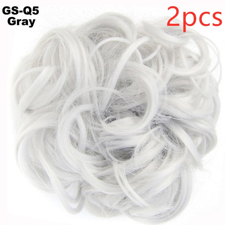 Europe, Japan, and South Korea Popular Hair Bun Fluffy Natural Drawstring Curly Hair Ball Head Hair Ring Hair set Female Hair Accessories Chemical Fiber Hair