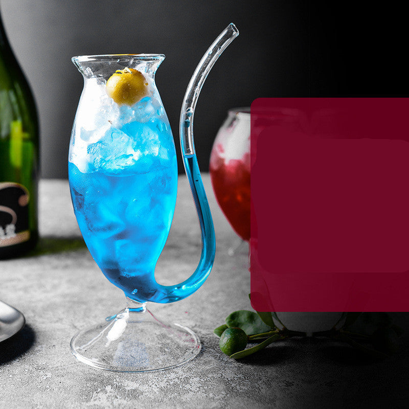 Glass Cocktail Glass Creative Personality Cold Drink Straw Cup