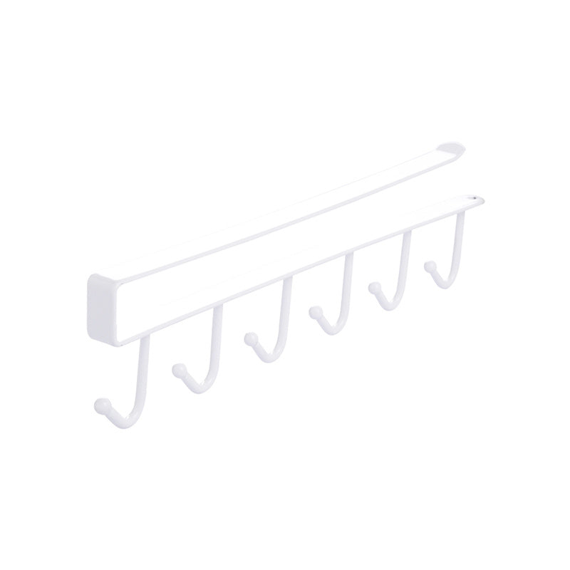Kitchen Cabinet Under Shelf 6 Hooks Cup Mug Holder Kitchen Iron Hanging Storage Rack Cupboard Organizer Hooks Bedroom Wardrobe