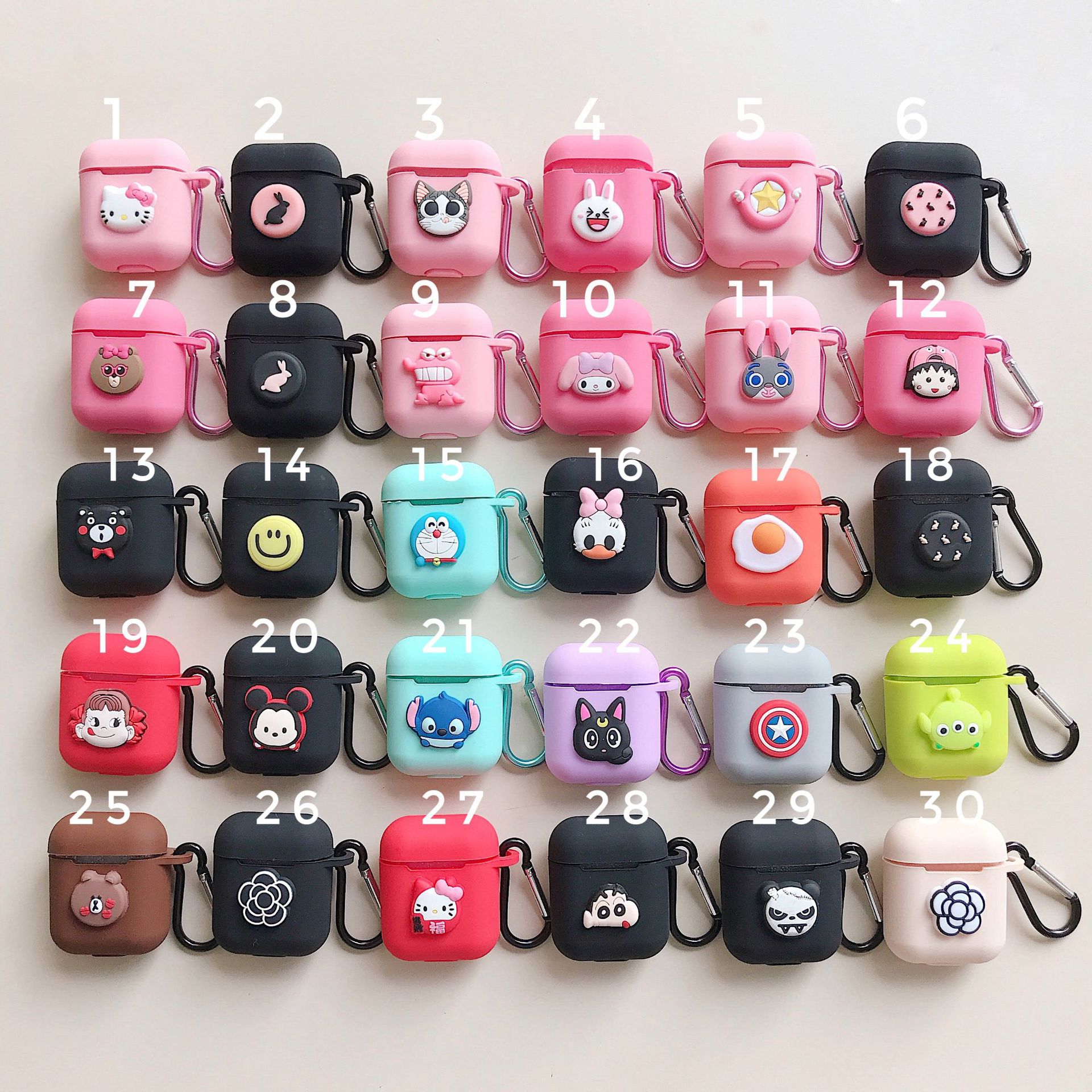 Compatible with Apple, AirPods Protective Jacket Cute Cartoon Silicone Anti-Falling Earphone Jacket Japanese Korean Women''s Key-Clasp Hanging Rope