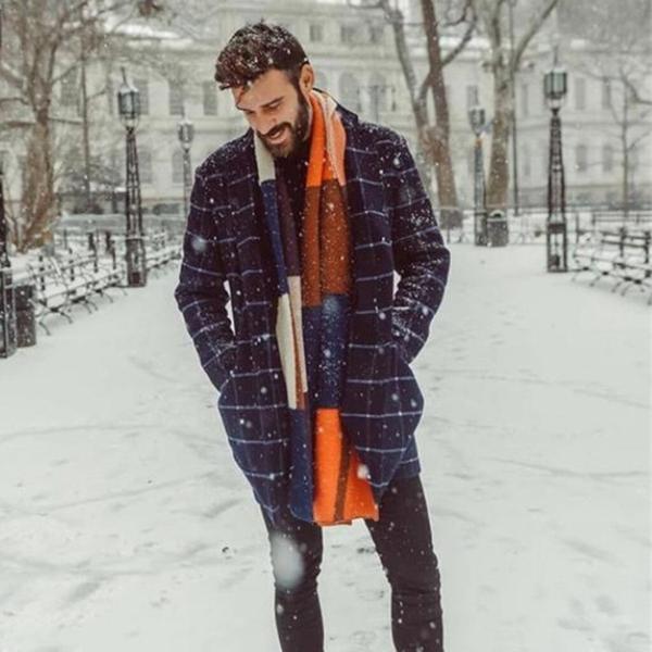 Men's Plaid Trench Coat