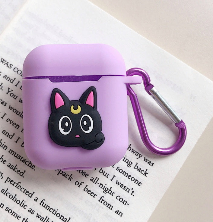 Compatible with Apple, AirPods Protective Jacket Cute Cartoon Silicone Anti-Falling Earphone Jacket Japanese Korean Women''s Key-Clasp Hanging Rope