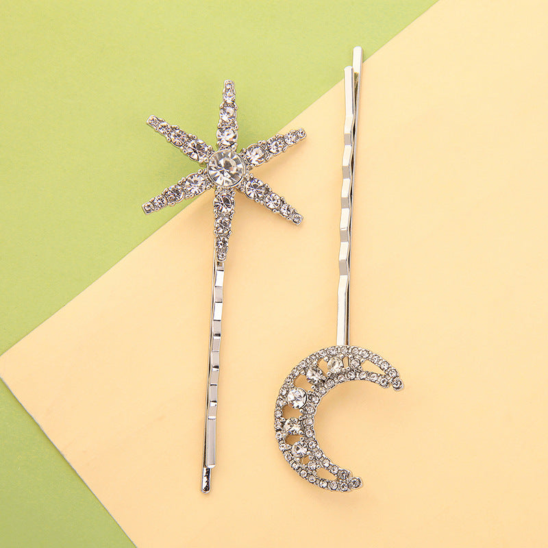 Long Stars and Moon Hair Clips