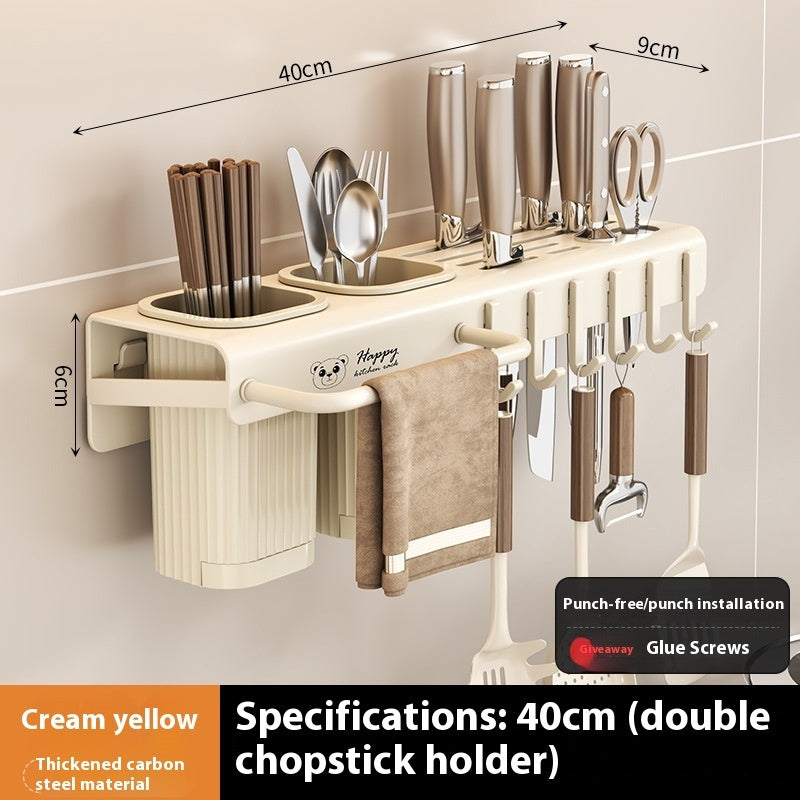 Kitchen Knife Rack Multi-Functional Punch-free
