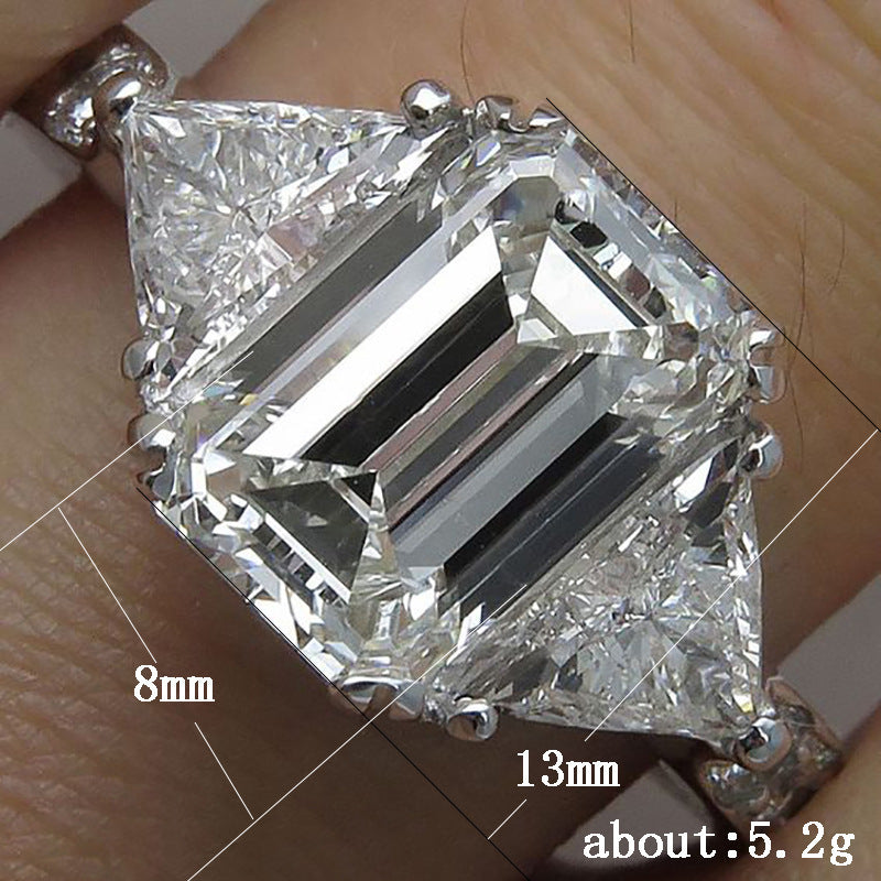 Large Square Zircon White Gold Ring