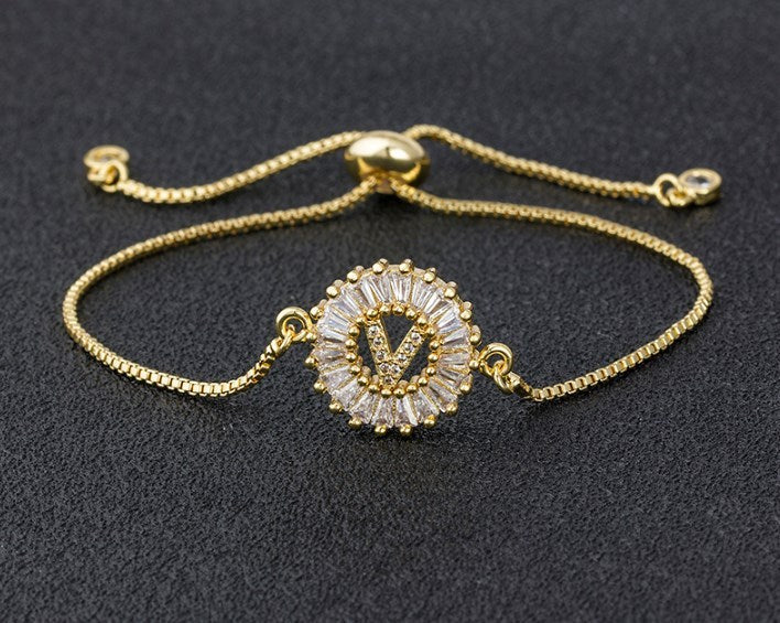 Copper Inlaid Zircon Color Message Bracelet