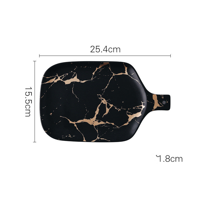 Marble Gold Ceramic Household Plate