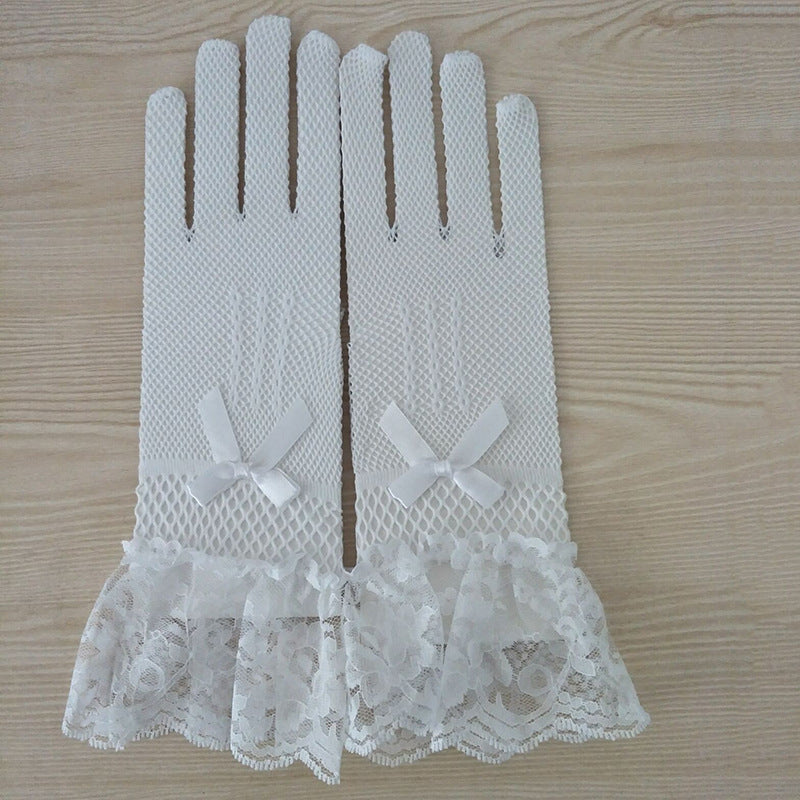 1 Pair Knitted Stretch Mesh Gloves