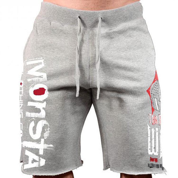 Sports Running Casual Big Print Cotton Elastic Shorts