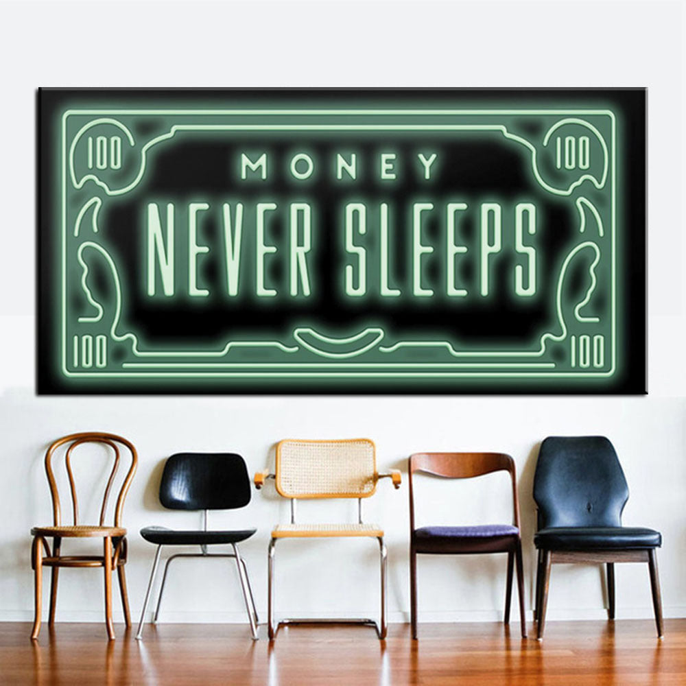 Money Never Sleep Creative Art Deco Painting