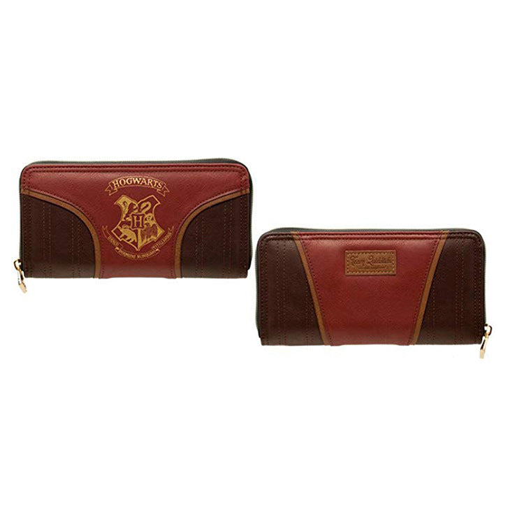 Zipper Wallet Brown Pu Leather Long Wallet