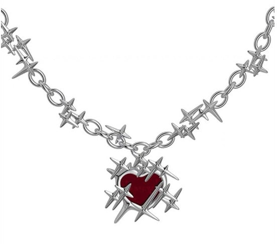 Shining Heart Cold Wind Red Thorns Love Shining Ear Studs Earrings