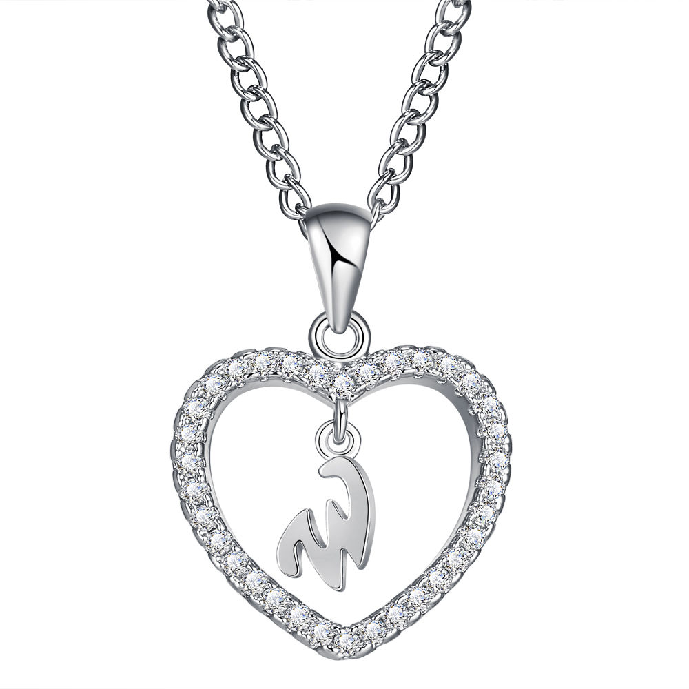 26-Letter Zircon Heart Necklace