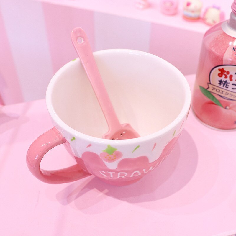 Embossed Three-Dimensional Strawberry Milk Girl Cup