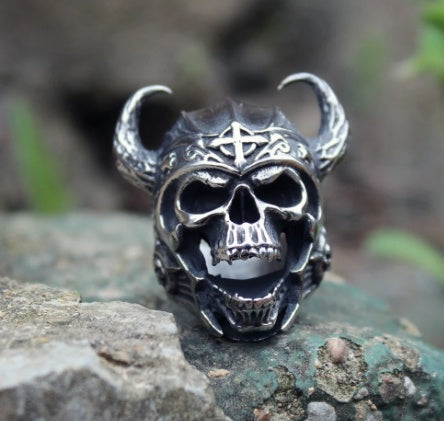 Horn Bull Head Skull Ring