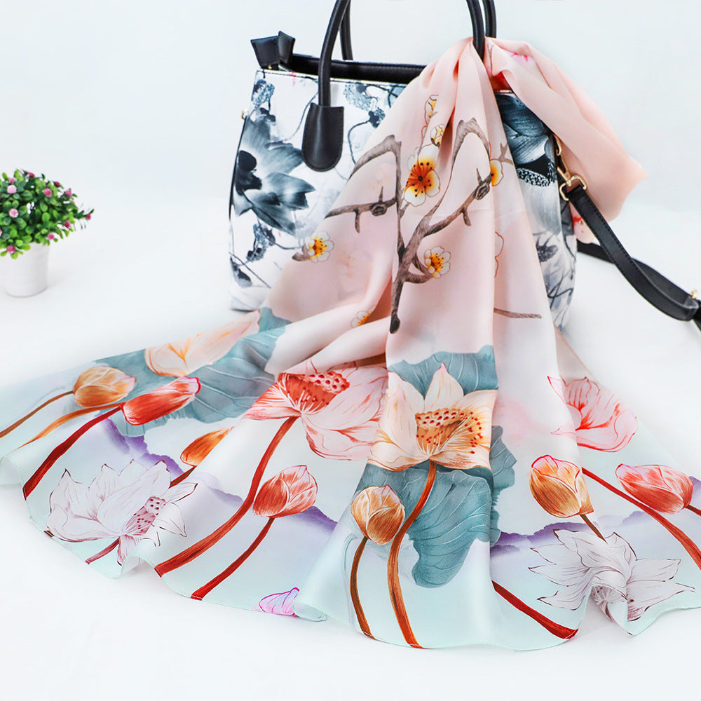 Women's Silk Scarf Shawl Sunscreen Scarf