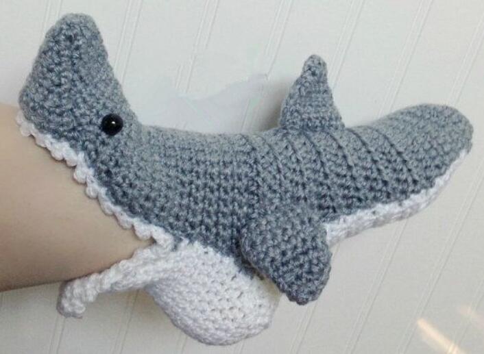 Crochet Shark Socks Crocheted