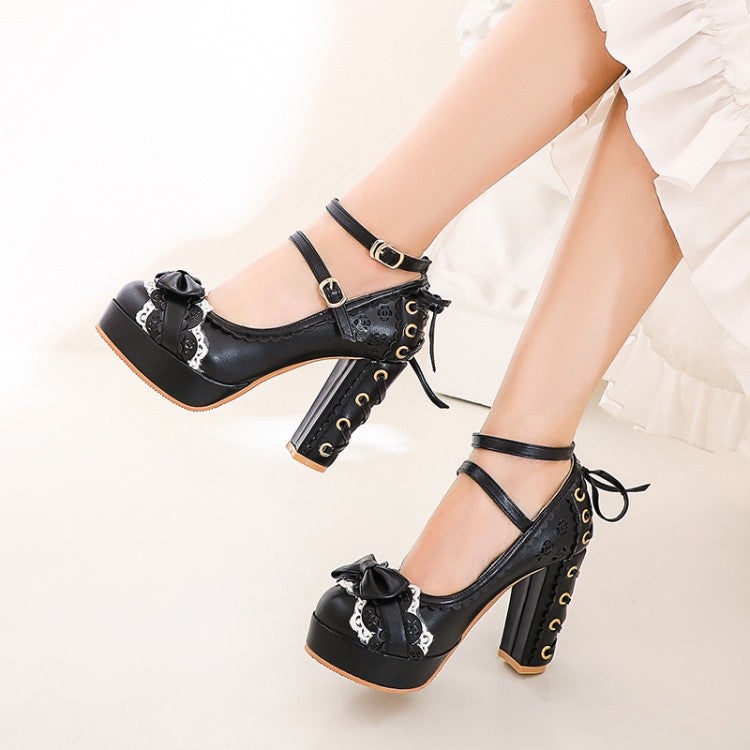 Chunky High-Heeled Lolita Shoes