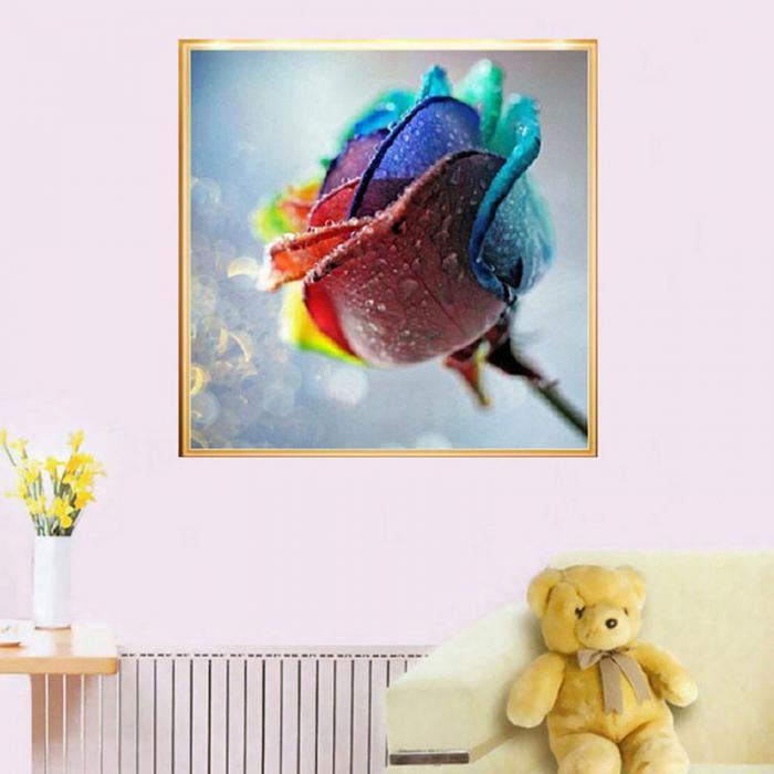 5D DIY Colorful Roses Diamond Painting Embroidery Paint Cross Craft 30x30cm