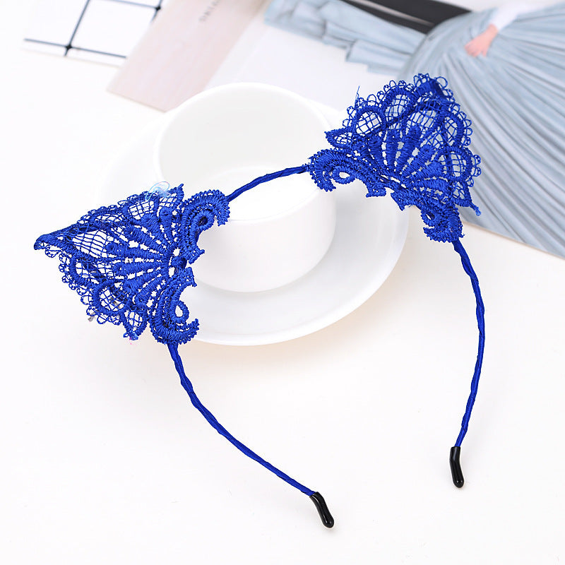 Lace Cute Cat Ear Hair Band Female Face Wash Hairpin