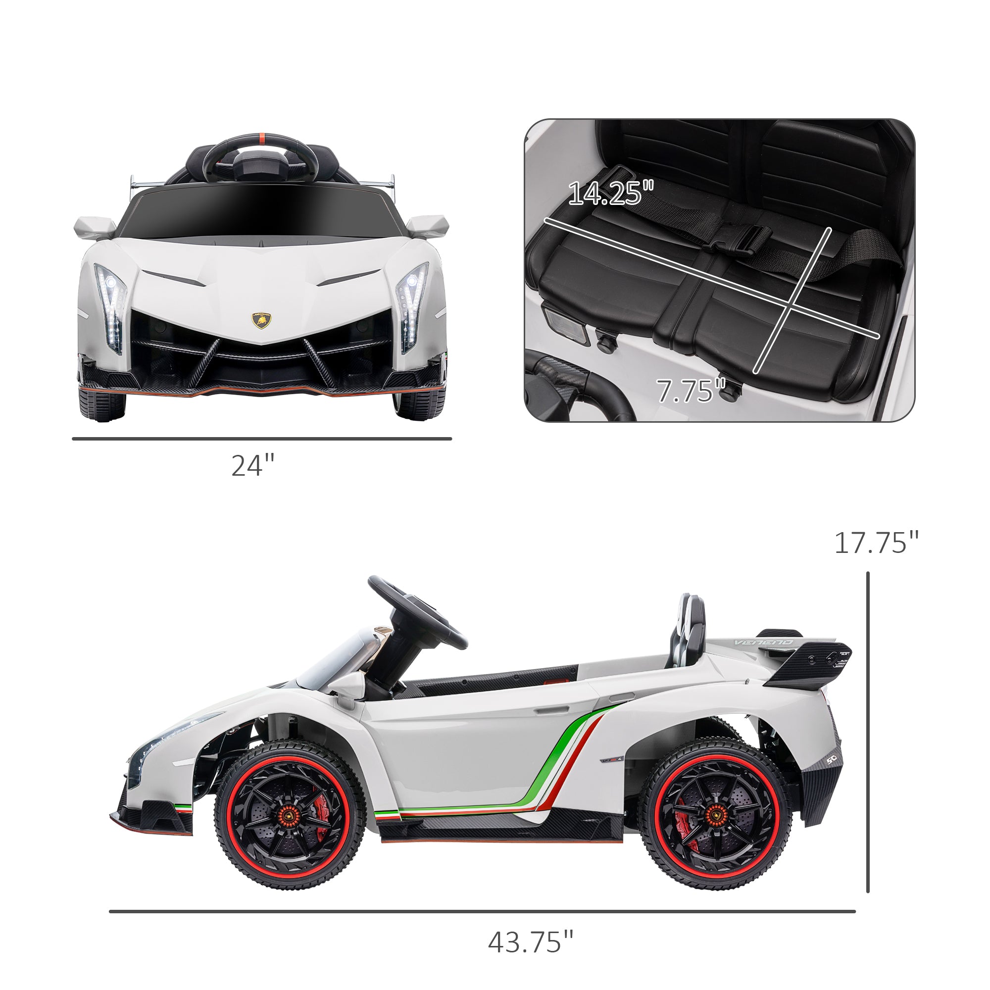Lamborghini Veneno Licensed 12V Electric Kids Ride on Car with Bluetooth