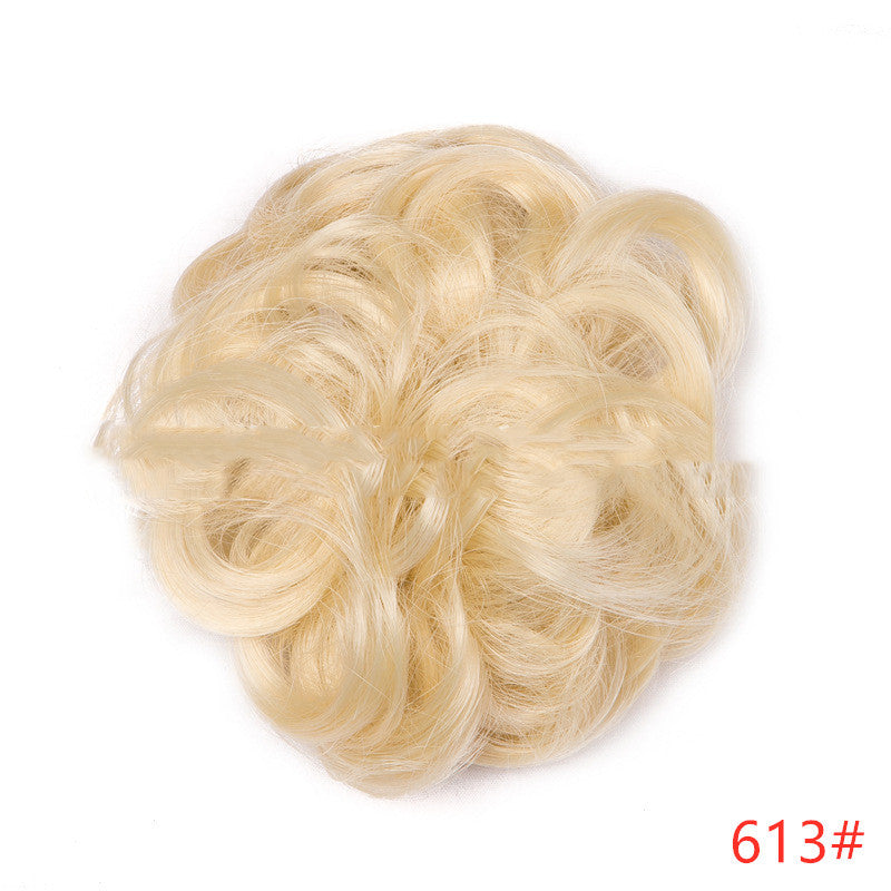 Europe, Japan, and South Korea Popular Hair Bun Fluffy Natural Drawstring Curly Hair Ball Head Hair Ring Hair set Female Hair Accessories Chemical Fiber Hair
