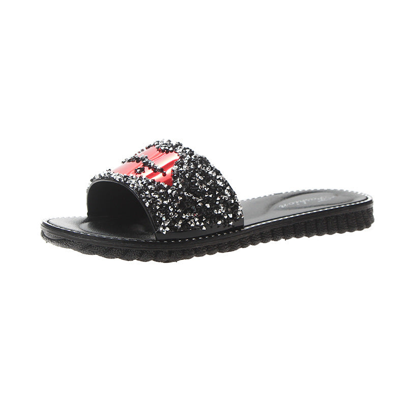 Lip Rhinestone Slippers