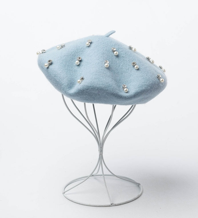 Rhinestone Wool Beret