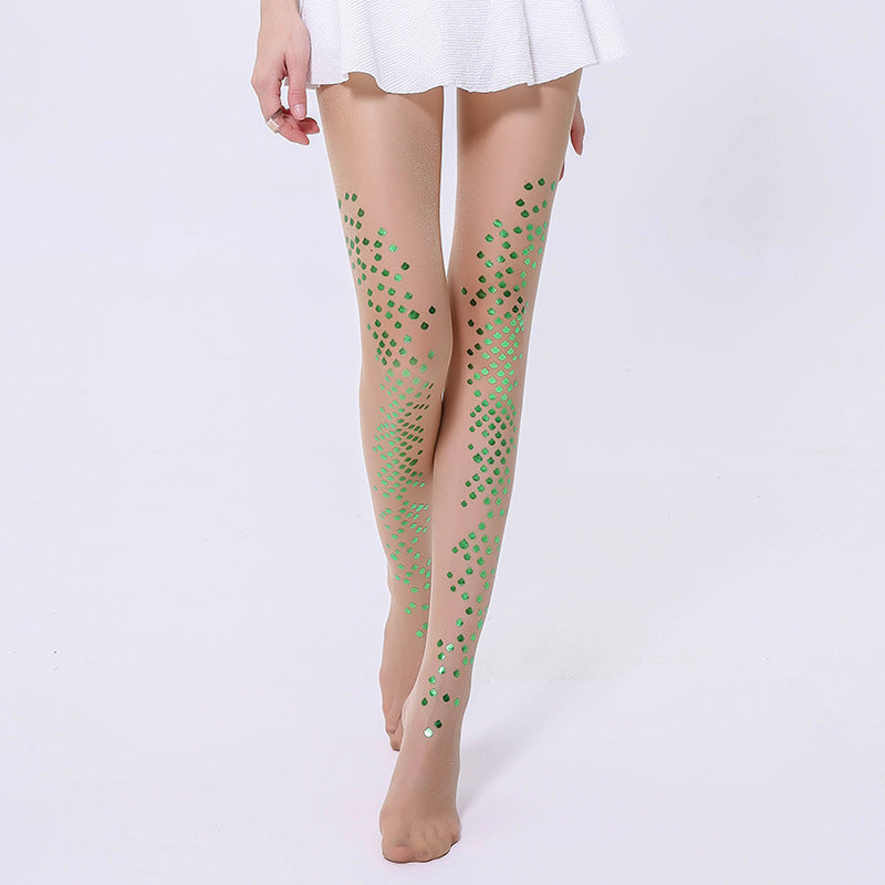 Women Sexy Shiny Pantyhose Chic Glitter Scale Elastic Thin Sequined Fashion Tights Gauze Nylon Mermaid Stockings Trendy (China)