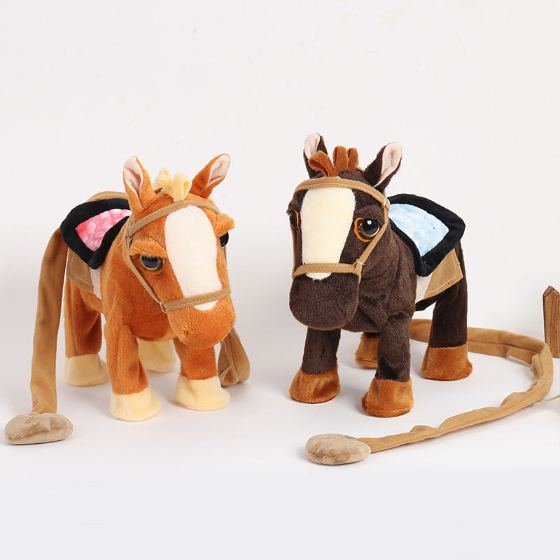 Children's Electric Plush Toy Will Sing And Dance Simulation Horse Leash Walking Electronic Horse Machine Horse