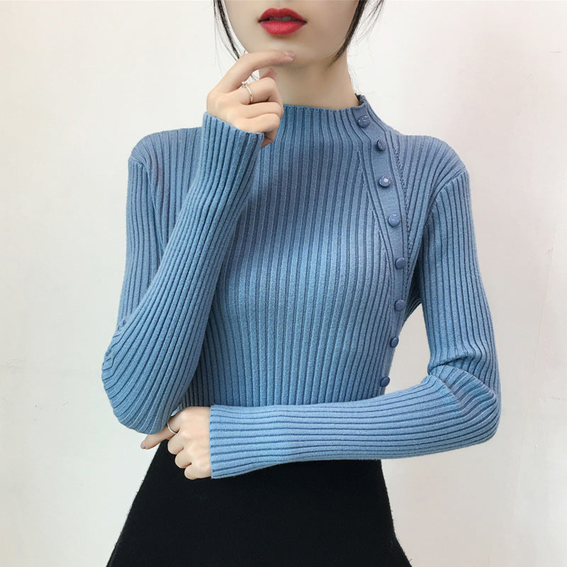 Pullover Button Turtleneck Sweater