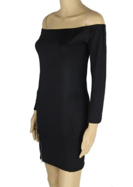 USA SIZE Black and White Long-Sleeved Bottoming Skirt with a Word Shoulder Bag Hip Skirt