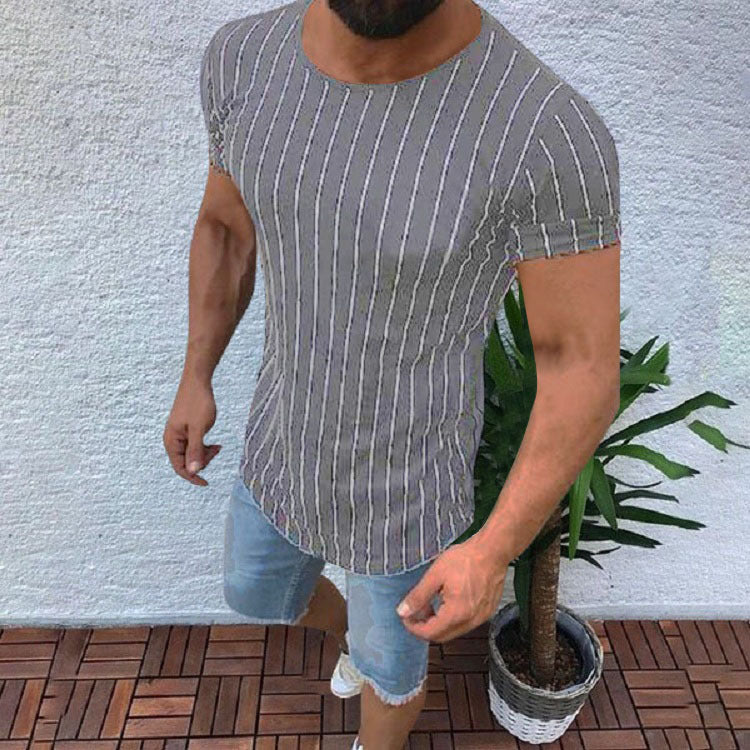 Striped Round Neck Short Sleeve Men
