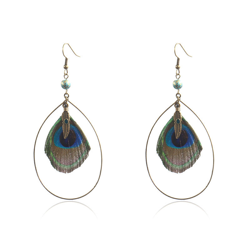 Natural Peacock Feather Earrings