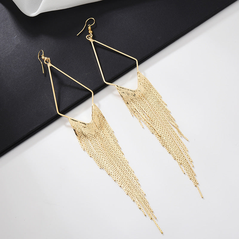 Bohemian Ethnic Diamond Tassel Earrings