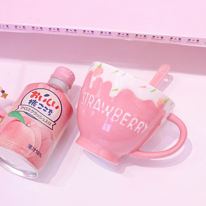Embossed Three-Dimensional Strawberry Milk Girl Cup