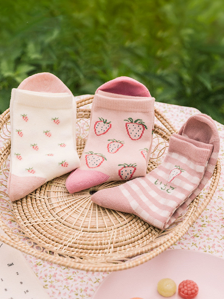 Personalized Strawberry Cotton Socks