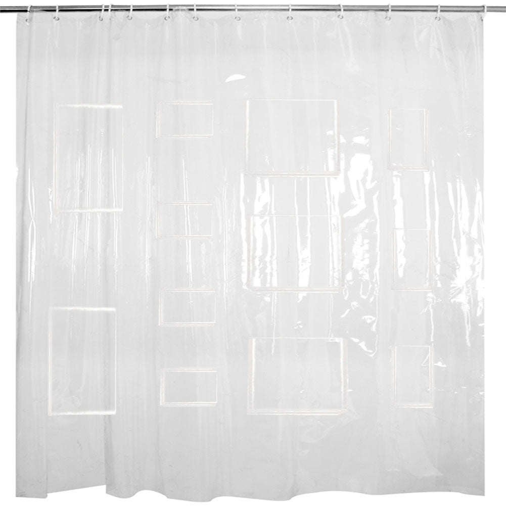 Multifunctional Transparent Pocket Shower Curtain