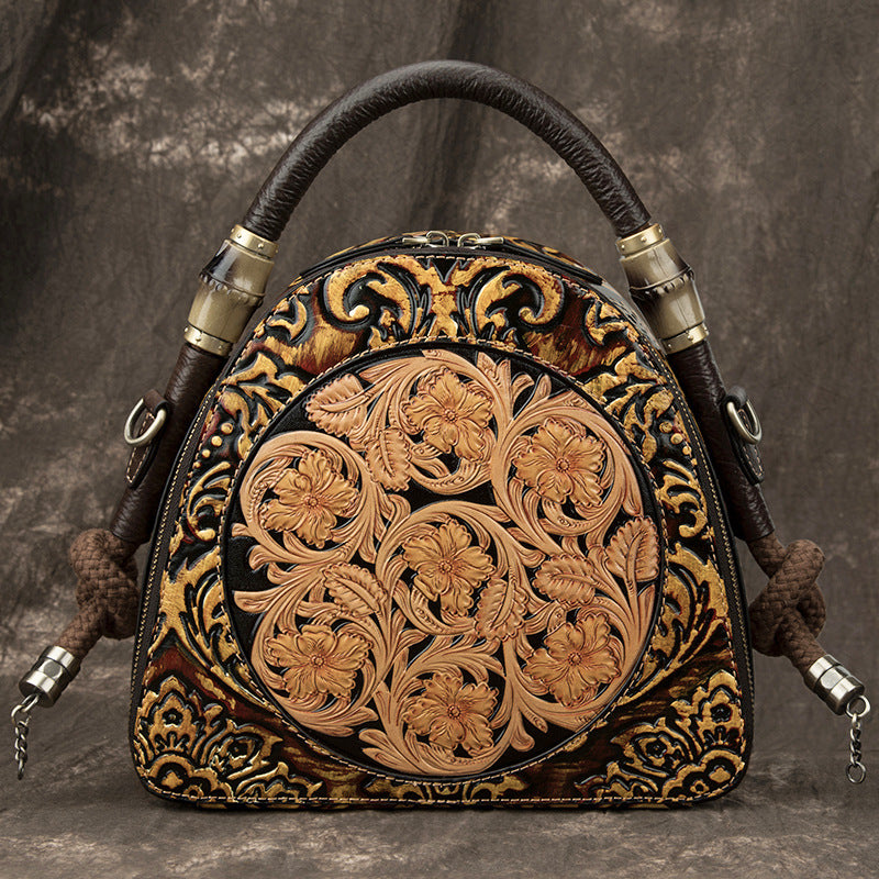 Large-Capacity Cowhide Handbag Leather Soft Leather European Beauty Bag Messenger Bag