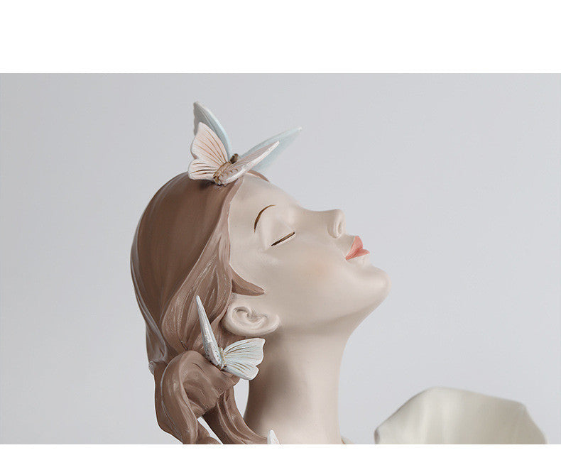 Butterfly Girl Bouquet Resin Art Decoration Living Room Porch Desktop Crafts