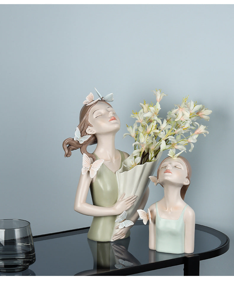 Butterfly Girl Bouquet Resin Art Decoration Living Room Porch Desktop Crafts