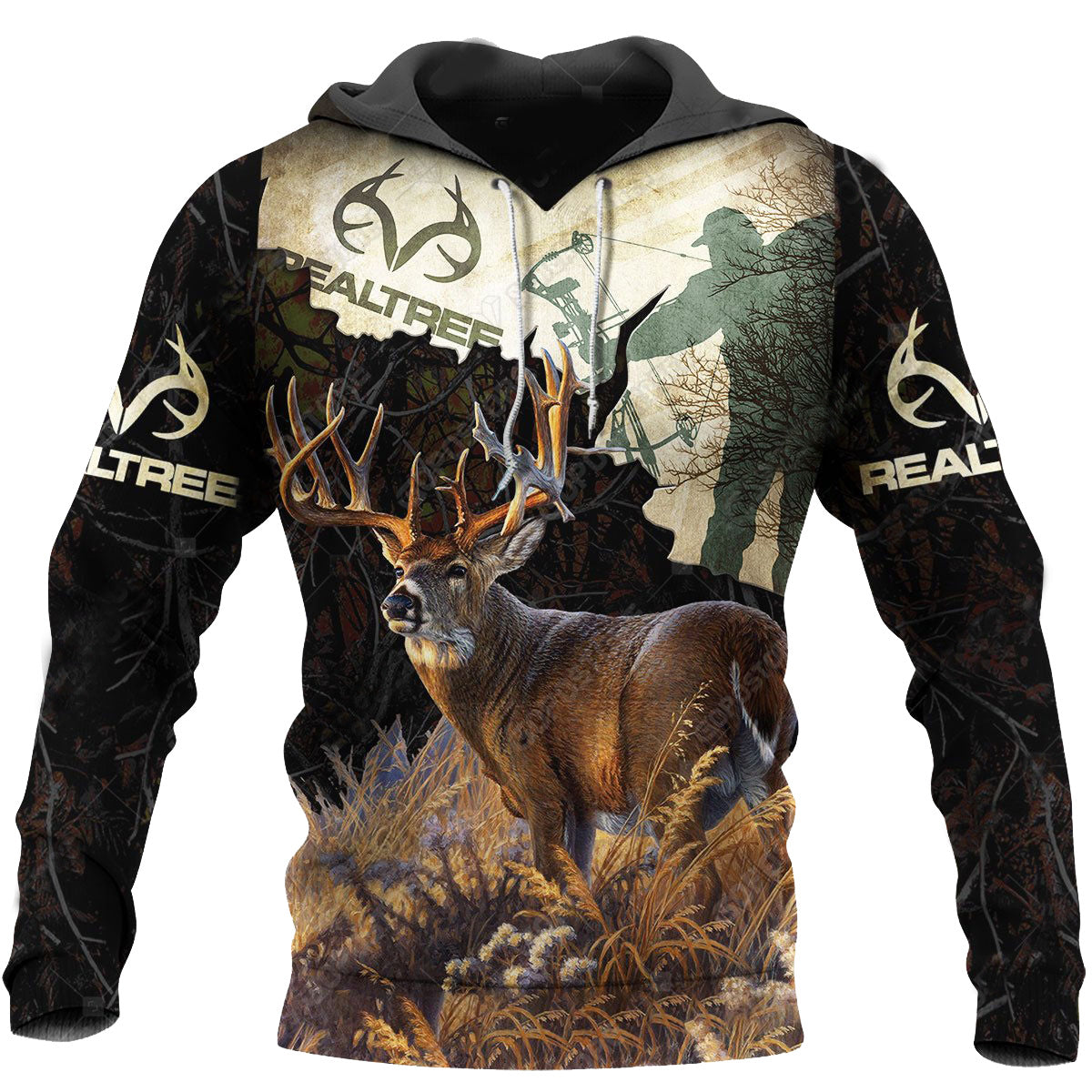 3D Digital Print Hooded Pullover Sweatshirt