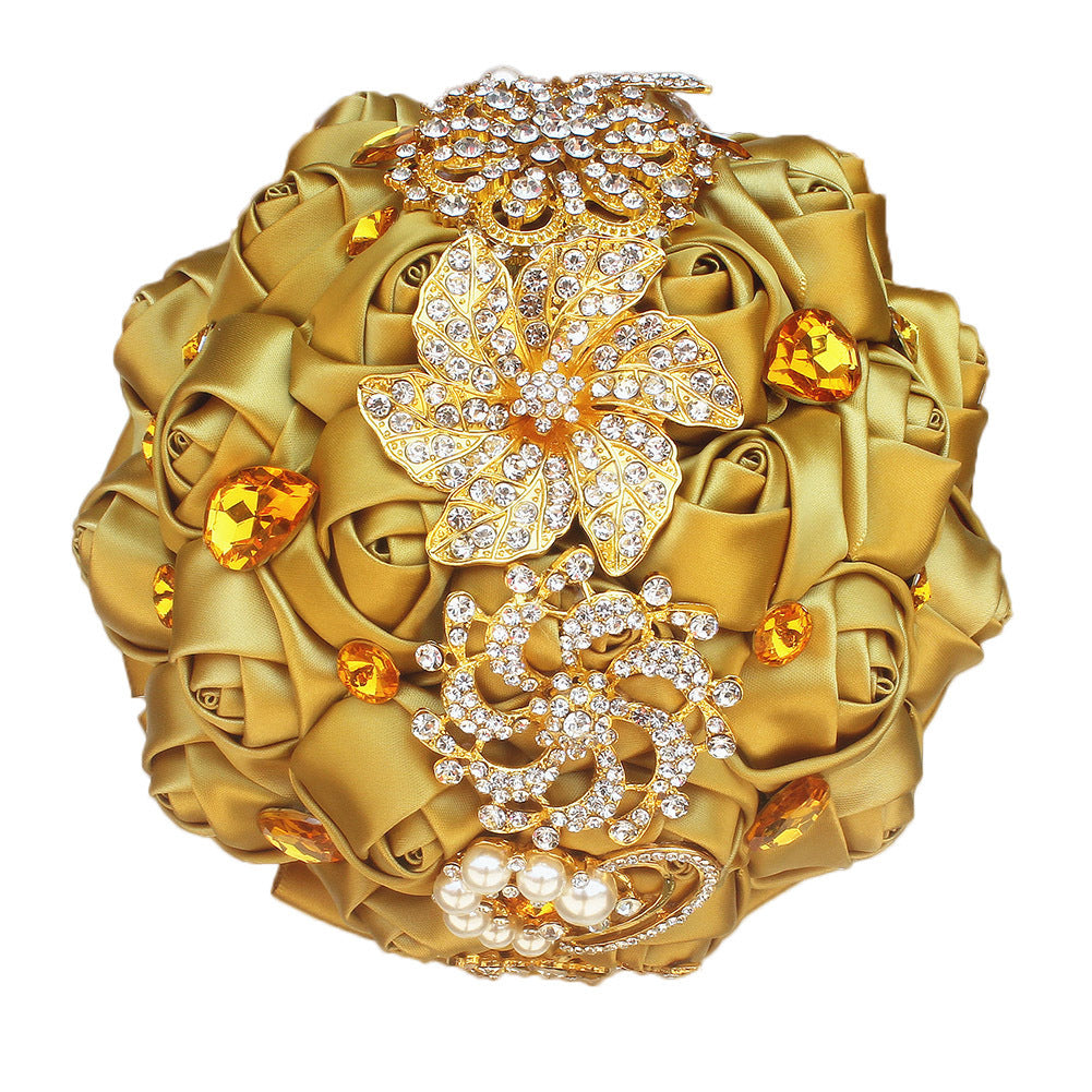 Golden Simulation Rose Bridal Bouquet