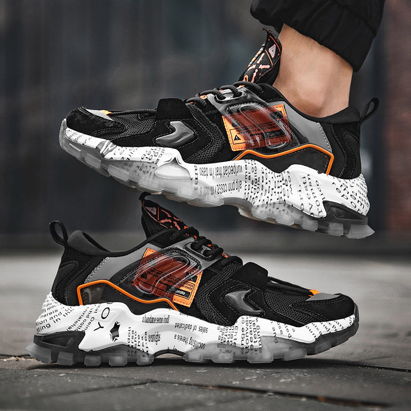 Men's Suction Mold Bottom Mesh Breathable Running Shoes Personality Trend Old Shoes