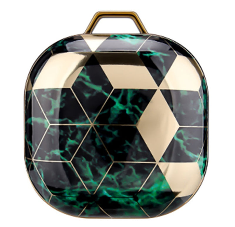 Electroplating Gold Black and White Mosaic Marble Earphone Sleeve