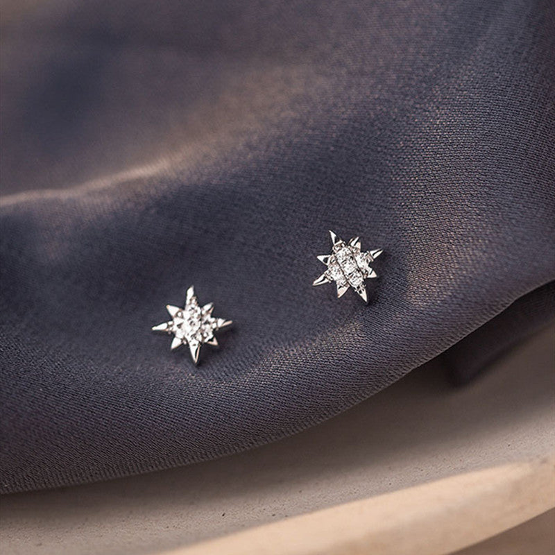 Octagon S925 Sterling Silver With Diamond Stud Earrings