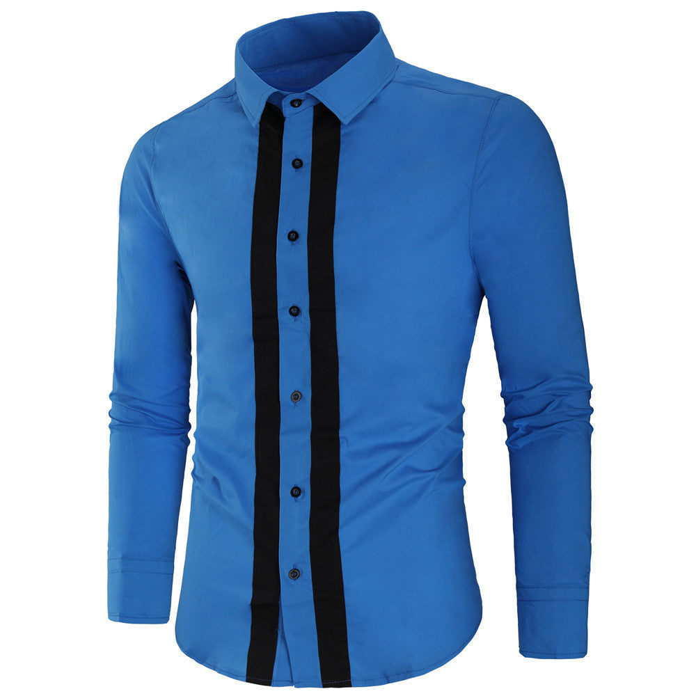 Fashion Simple Men's Stitching Long-Sleeved Shirt